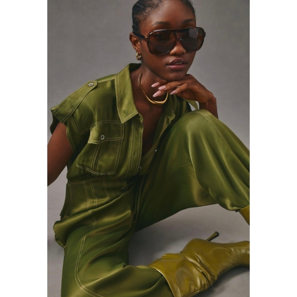 Anthropologie Olive Green Jumpsuit - Picture 4 of 14